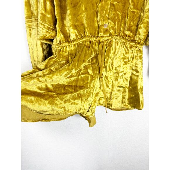 Urban Outfitters New Moon Velvet Romper Cinched Waist Tie Slouchy Gold Medium - Picture 10 of 14